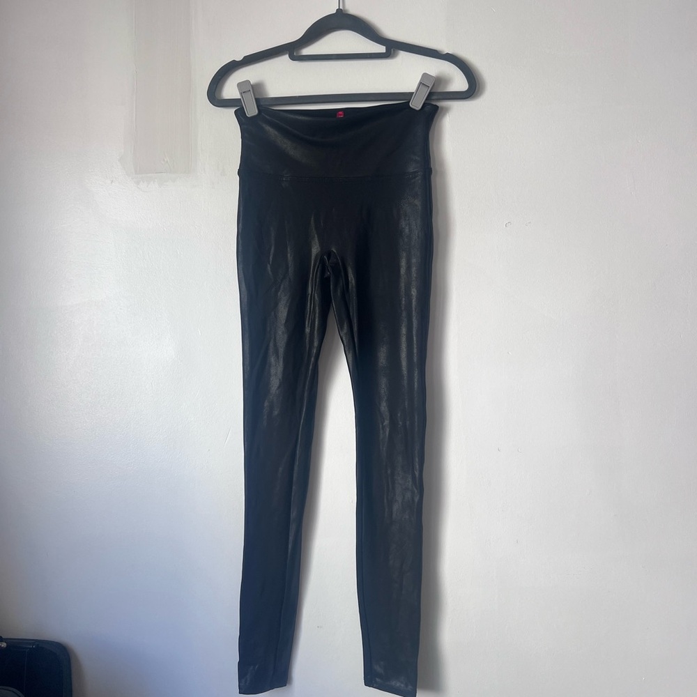 SPANX Black Faux Leather Leggings Small